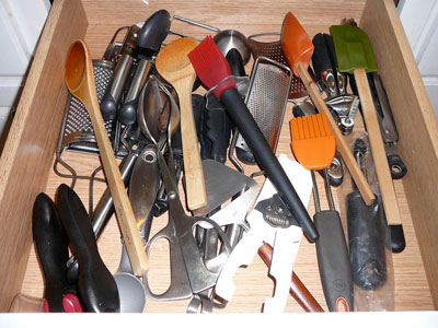 utensil drawer before organizing